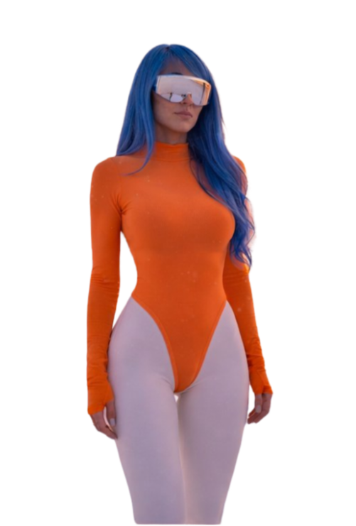 Galaxy Orange/Finger Crop/ Hips Crop/ Sexy Hips/Long Sleeve/Neon/Black Light